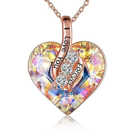 1 Piece Fashion Heart Shape Artificial Crystal Alloy Plating Rhinestones Unisex Pendant Necklace