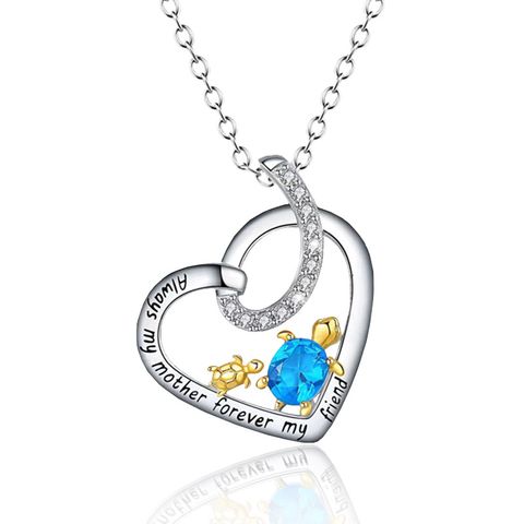 1 Piece Fashion Mama Letter Heart Shape Alloy Plating Rhinestones Mother's Day Women's Pendant Necklace