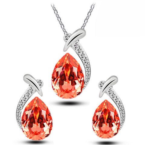 1 Set Simple Style Heart Shape Alloy Inlay Zircon Women's Jewelry Set