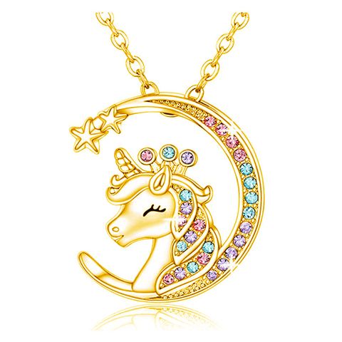 Simple Style Star Unicorn Alloy Rhinestone Women's Pendant Necklace