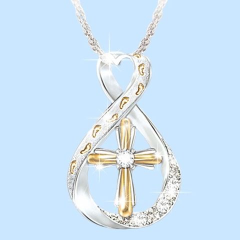 Fashion Cross Alloy Inlay Artificial Diamond Women's Necklace