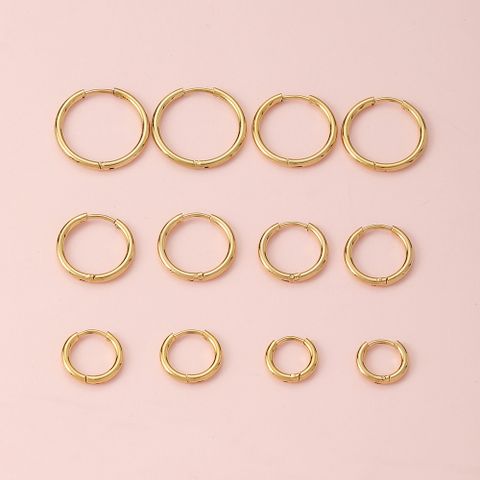 1 Pair Simple Style Circle Metal Gold Plated Women's Hoop Earrings