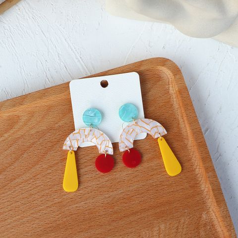 1 Pair Fashion Round Color Block Arylic Women's Drop Earrings