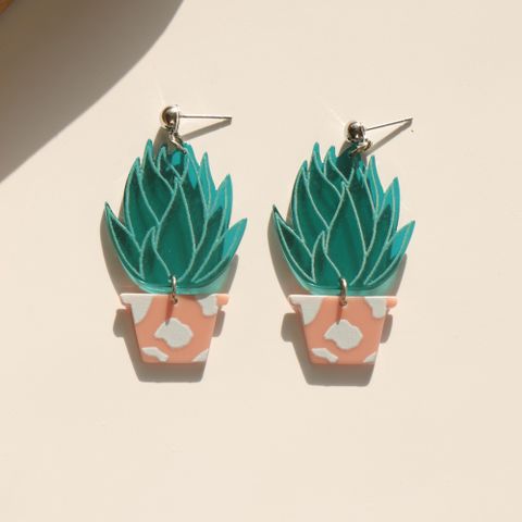 1 Pair Fashion Cactus Flower Arylic Women's Drop Earrings