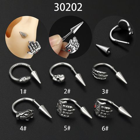1 Piece Fashion Hand Skull Stainless Steel Ear Studs