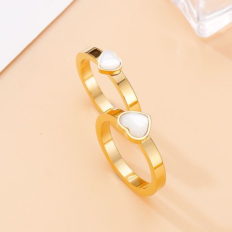 Fashion Heart Shape Stainless Steel Plating Inlay Opal Rings 1 Piece