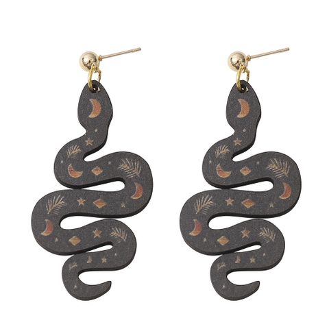 1 Pair Fashion Snake Wood Women's Drop Earrings