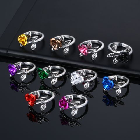 1 Piece Fashion Rose Flower Alloy Plating Women's Open Ring
