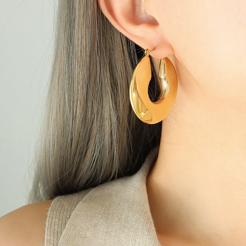 1 Pair Fashion Geometric Plating Titanium Steel Earrings