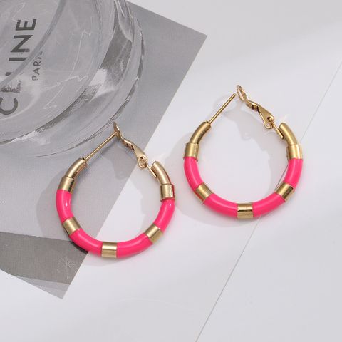 Fashion Geometric Titanium Steel Enamel Earrings 1 Pair