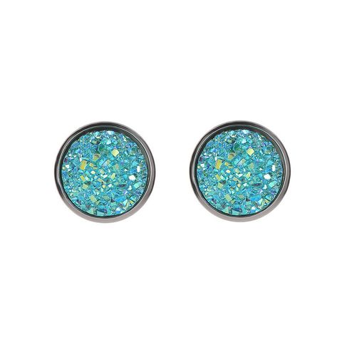 Simple Style Round Stainless Steel Inlay Gem Ear Studs 1 Pair