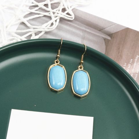 1 Pair Simple Style Rhombus Alloy Inlay Artificial Gemstones Women's Drop Earrings