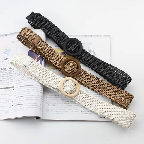 Pastoral Simple Style Circle Plastic Women's Woven Belts