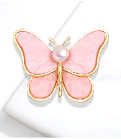 Fashion Butterfly Alloy Plating Inlay Pearl Women's Brooches