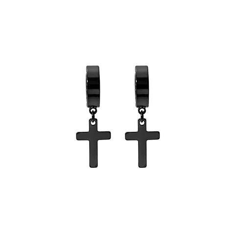 Punk Cross Solid Color Stainless Steel Plating Drop Earrings 1 Pair