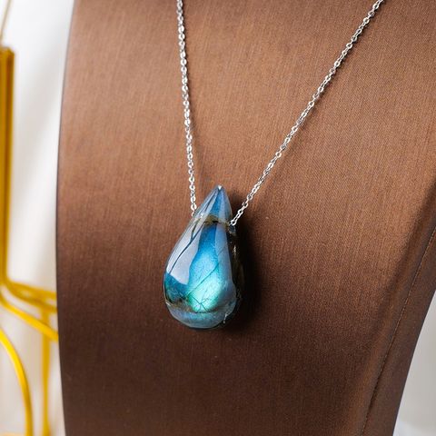 1 Piece Simple Style Water Droplets Gem Moonstone Chain Women's Pendant Necklace