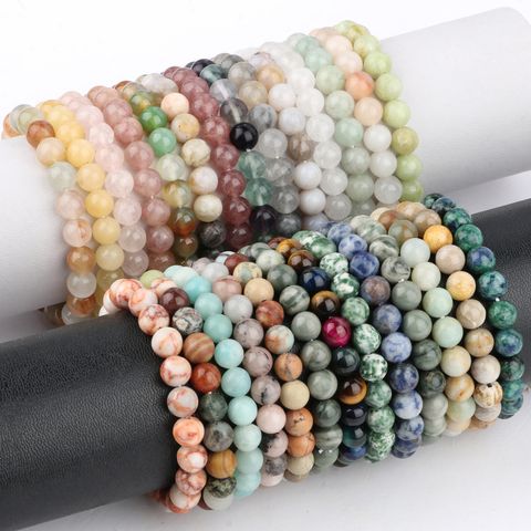 Simple Style Round Agate Bracelets In Bulk