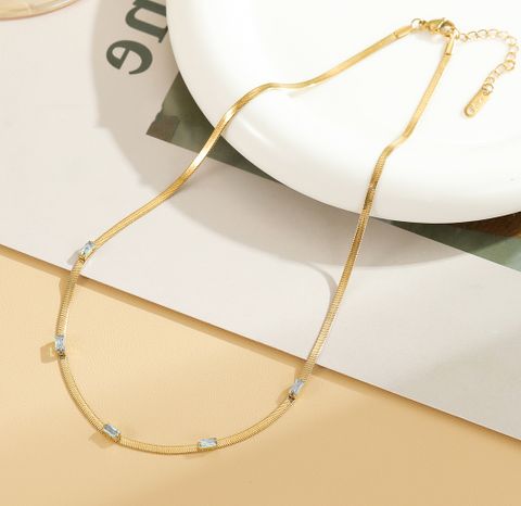 Fashion Geometric Titanium Steel Inlay Zircon Necklace 1 Piece