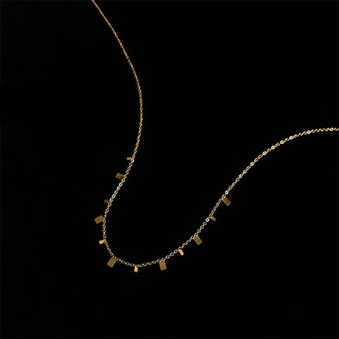 Simple Style Round Square Water Droplets Titanium Steel Plating Necklace