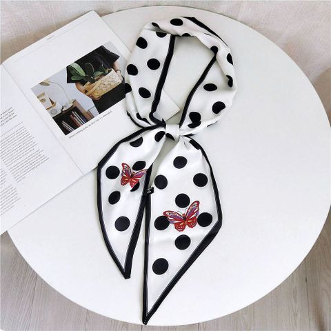 Women's Sweet Polka Dots Heart Shape Butterfly Polyester Satin Printing Silk Scarves