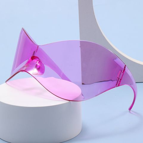 Streetwear Einfarbig Acryl-schmetterlings Rahmen Rahmenlose Sport-sonnenbrille