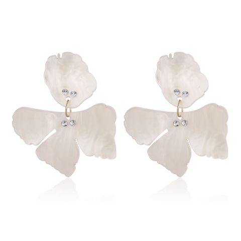 1 Pair Fashion Flower Resin Inlay Rhinestones Women's Drop Earrings