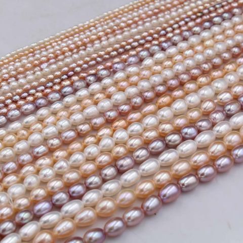 Handmade Beaded Hairpin Diy Ornament Material Natural Freshwater Pearl Strong Light Rice-shaped 2-9mm Small Rice-shaped Beads Scattered Beads