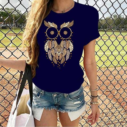 Women's T-shirt Short Sleeve T-shirts Printing Streetwear Animal Owl