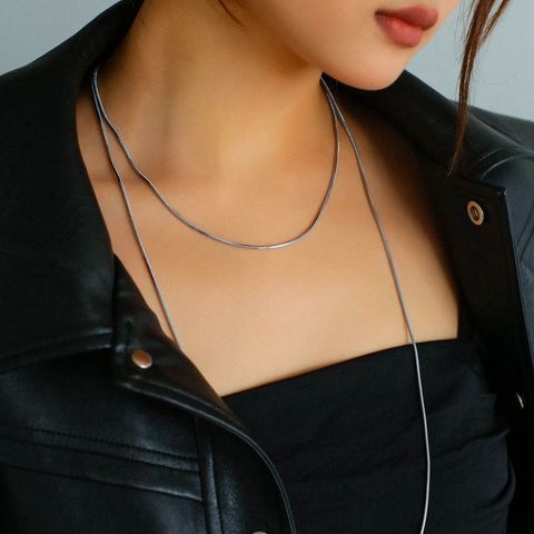 Fashion Solid Color Titanium Steel Plating Layered Necklaces