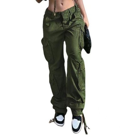 Women's Street Streetwear Solid Color Full Length Pocket Casual Pants