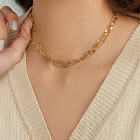 Fashion Geometric Titanium Steel Layered Necklace