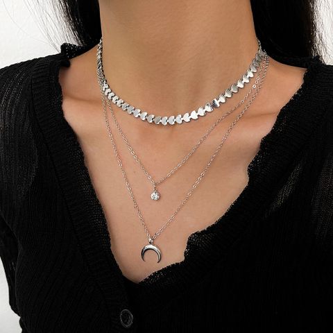3 Pieces Fashion Moon Alloy Inlay Artificial Diamond Women's Layered Necklaces