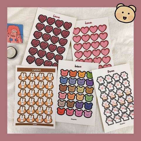 Korean Ins Cute Cat Claw Bear Love Cake Bunny Journal Stickers Diy Sealing Paste Phone Case Decorative Stickers