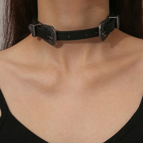 1 Piece Punk Geometric Pu Leather Belt Buckle Women's Choker