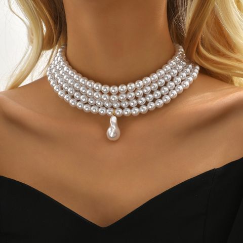 1 Piece Fashion Solid Color Imitation Pearl Beaded Layered Women's Choker