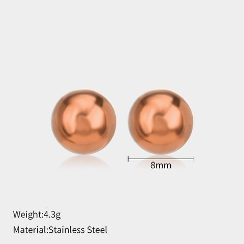 1 Pair Simple Style Ball Solid Color Plating Stainless Steel Ear Studs