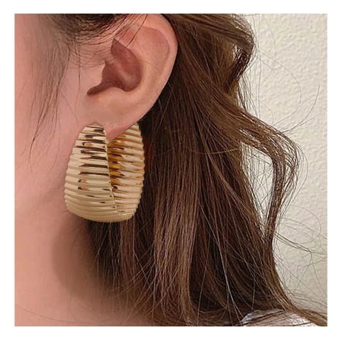 1 Pair Retro Stripe Solid Color Alloy Three-dimensional Women's Earrings