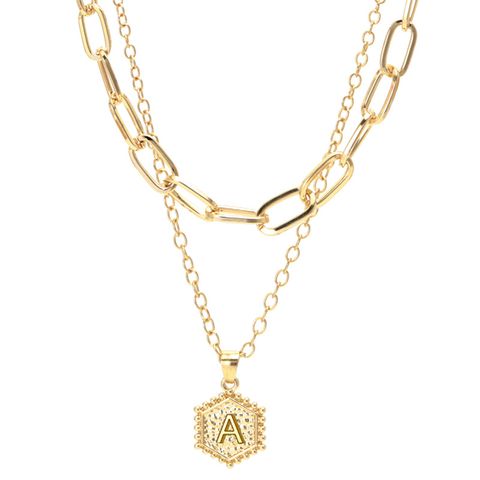 Fashion Hexagon Letter Alloy Plating Women's Layered Necklaces