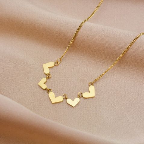 Fashion Heart Shape Titanium Steel Inlay Shell Necklace