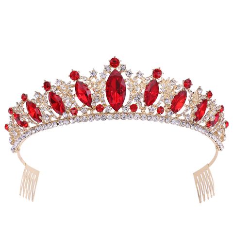 Fashion Water Droplets Crown Alloy Rhinestone Inlay Artificial Crystal Crown 1 Piece