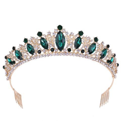 Fashion Water Droplets Crown Alloy Rhinestone Inlay Artificial Crystal Crown 1 Piece