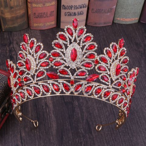 Fashion Oval Crown Alloy Hollow Out Inlay Rhinestones Crown 1 Piece