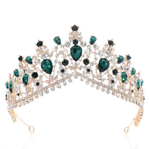 Fashion Water Droplets Crown Alloy Hollow Out Inlay Rhinestones Crown 1 Piece