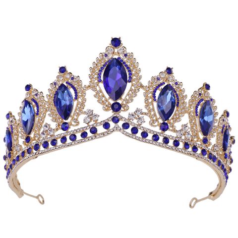 Retro Crown Alloy Inlay Artificial Gemstones Crown 1 Piece