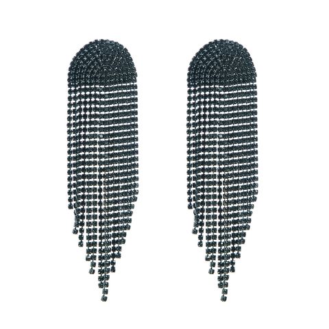 1 Pair Elegant Luxurious Fashion Tassel Alloy Tassel Inlay Rhinestones Silver Plated Women's Drop Earrings