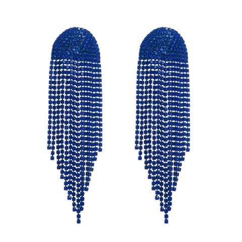 1 Pair Elegant Luxurious Fashion Tassel Alloy Tassel Inlay Rhinestones Silver Plated Women's Drop Earrings
