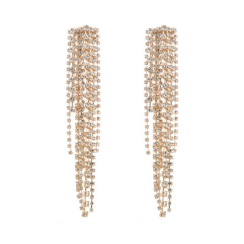 1 Pair Luxurious Fashion Classic Style Tassel Alloy Tassel Inlay Rhinestones Gold Plated Silver Plated Women's Drop Earrings