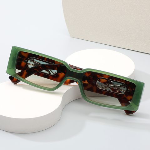 Retro Solid Color Leopard Pc Square Full Frame Men's Sunglasses