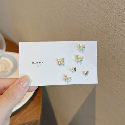 1 Set Simple Style Butterfly Alloy Inlay Zircon Women's Ear Studs