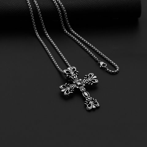 Hip-hop Cross Star Snake Stainless Steel Alloy Plating Pendant Necklace